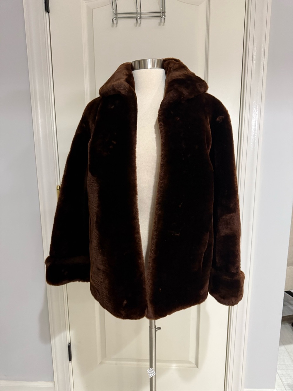 Fur Label Authority Jacket Coat in Deep Chocolate Brown Vintage Size L